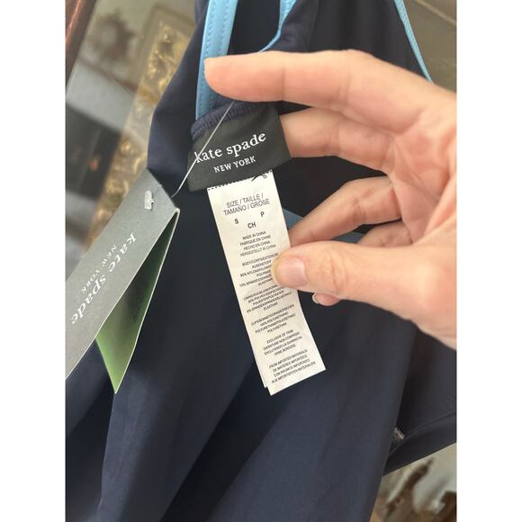 Kate Spade Color Block One Piece Swimsuit Navy with light blue trim Size S NWT - Picture 5 of 6